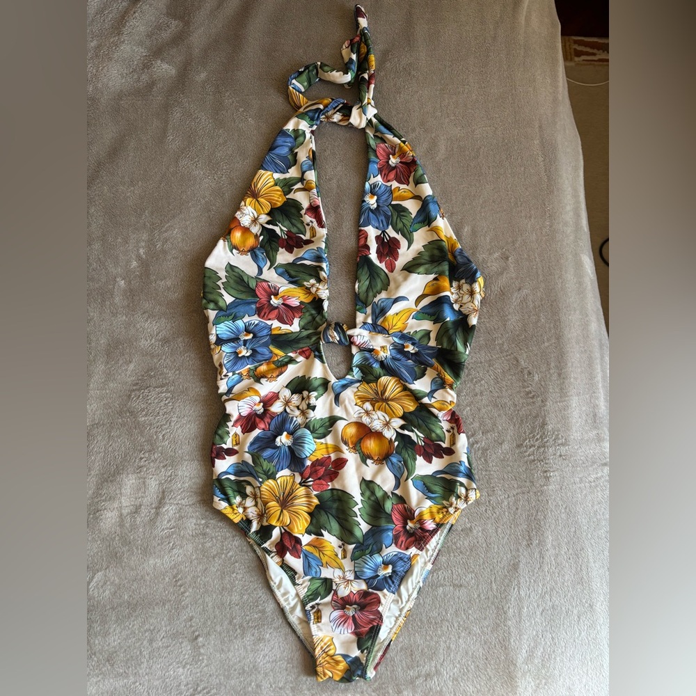 Farm Rio Floral Halter One-Piece Swimsuit